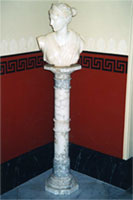 Imitation marble effect on skirting board.