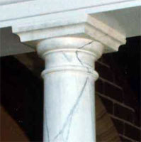 Imitation marble effect on column.